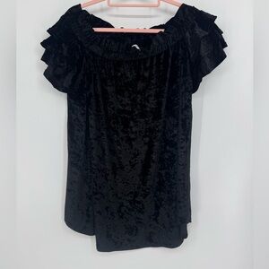 Umgee Womens Black Ruffled Velvet Mini Dress Size Large